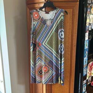 Isle by Melis Kozan womens dress, sleeveless, geometric,large, Polyester/spandex